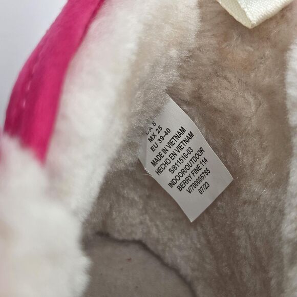 Old Navy Slippers Womens Size 8 Pink Faux Suede Sherpa Lined Indoor Outdoor - Picture 7 of 12